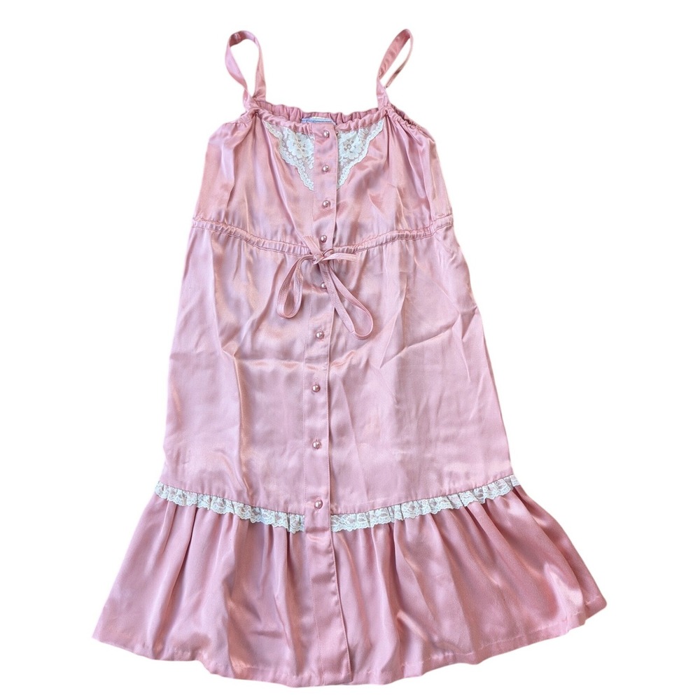 TRIVIA by Charm of Hollywood Pink Lace Button Front Coquette Feminine Dress 7/8